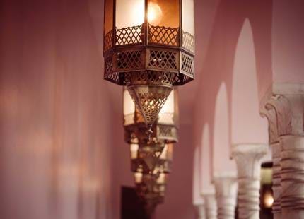 Authentic lanterns at the Moroccan Courtyard at Port Lympne Hotel in Kent