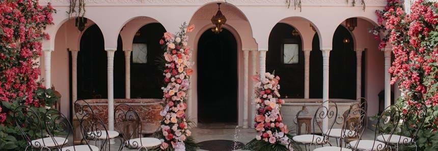 Moroccan courtyard wedding venue at Port Lympne Hotel in Kent, UK