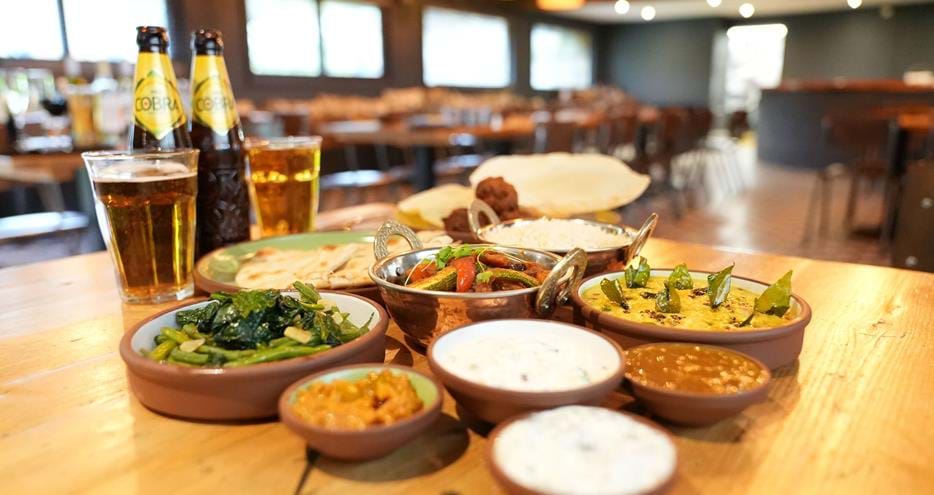 A selection of curry dishes at Bear Lodge Restaurant